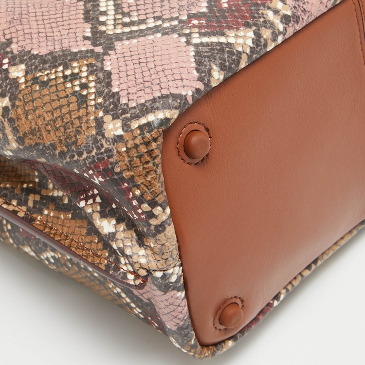 Pre Owned Cole Haan Multicolor Python Embossed and Leather Grand Ambition Bucket Bag