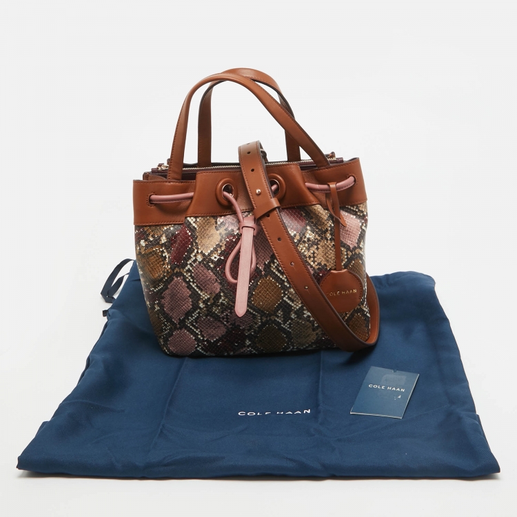Pre Owned Cole Haan Multicolor Python Embossed and Leather Grand Ambition Bucket Bag