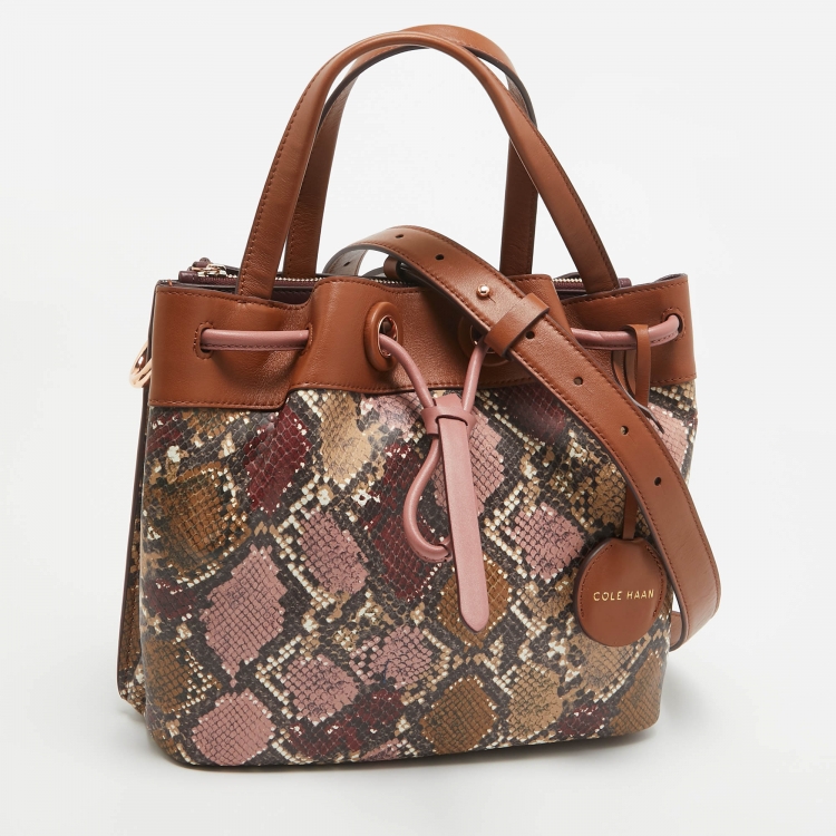 Pre Owned Cole Haan Multicolor Python Embossed and Leather Grand Ambition Bucket Bag