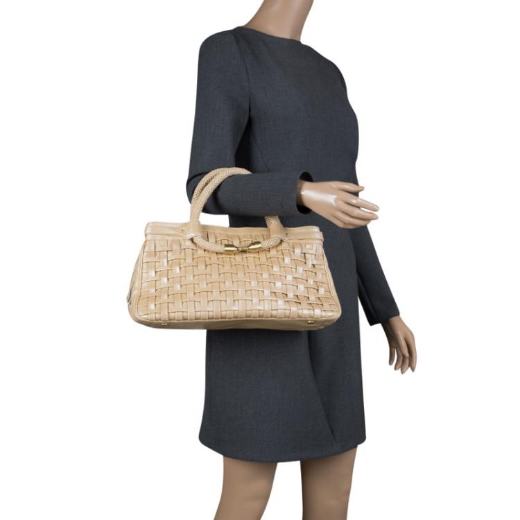 Pre Owned Cole Haan Beige Woven Leather Tote