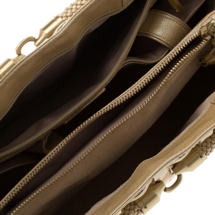Pre Owned Cole Haan Beige Woven Leather Tote
