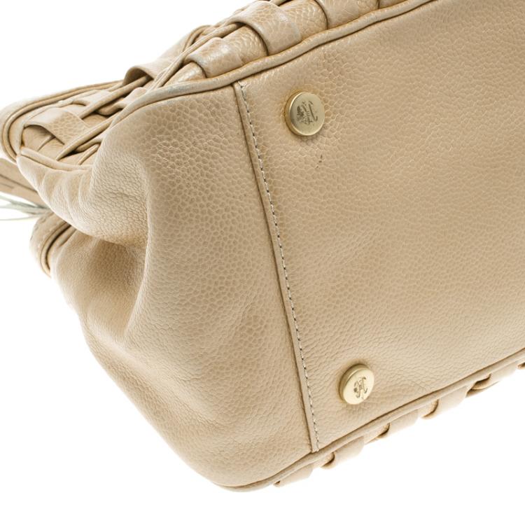Pre Owned Cole Haan Beige Woven Leather Tote