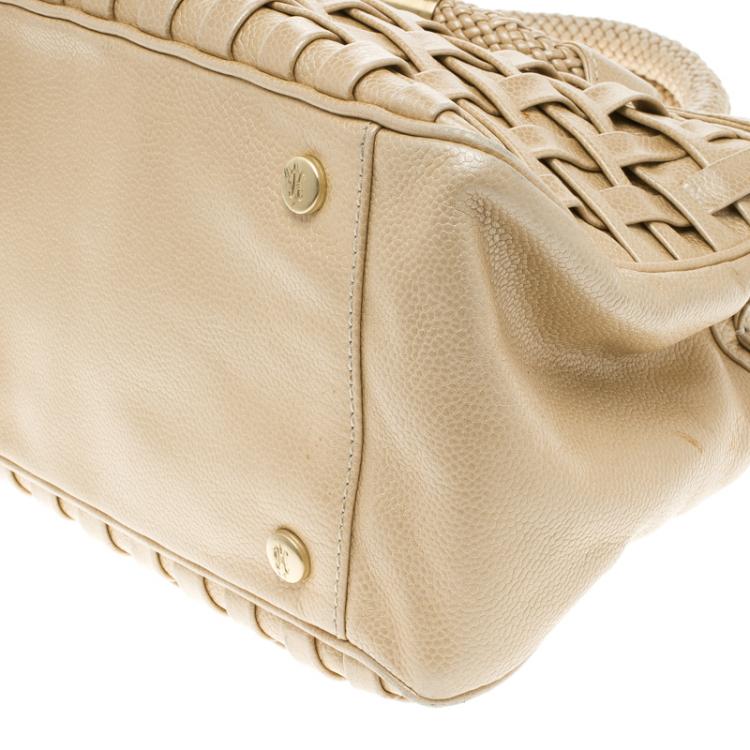 Pre Owned Cole Haan Beige Woven Leather Tote