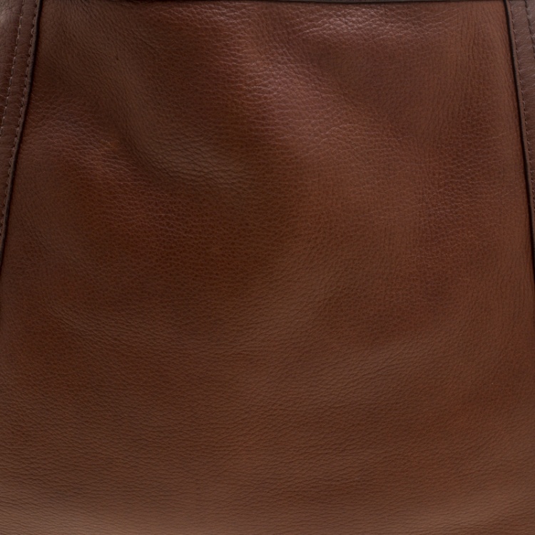 Pre Owned Cole Hann Brown/Gold Leather Reversible Tote 
