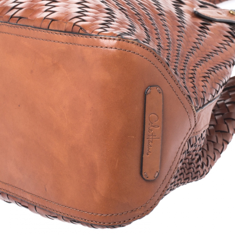 Pre Owned Cole Haan Brown Woven Leather Satchel