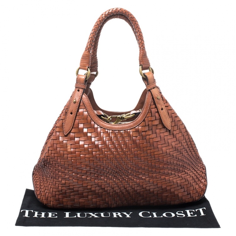 Pre Owned Cole Haan Brown Woven Leather Satchel