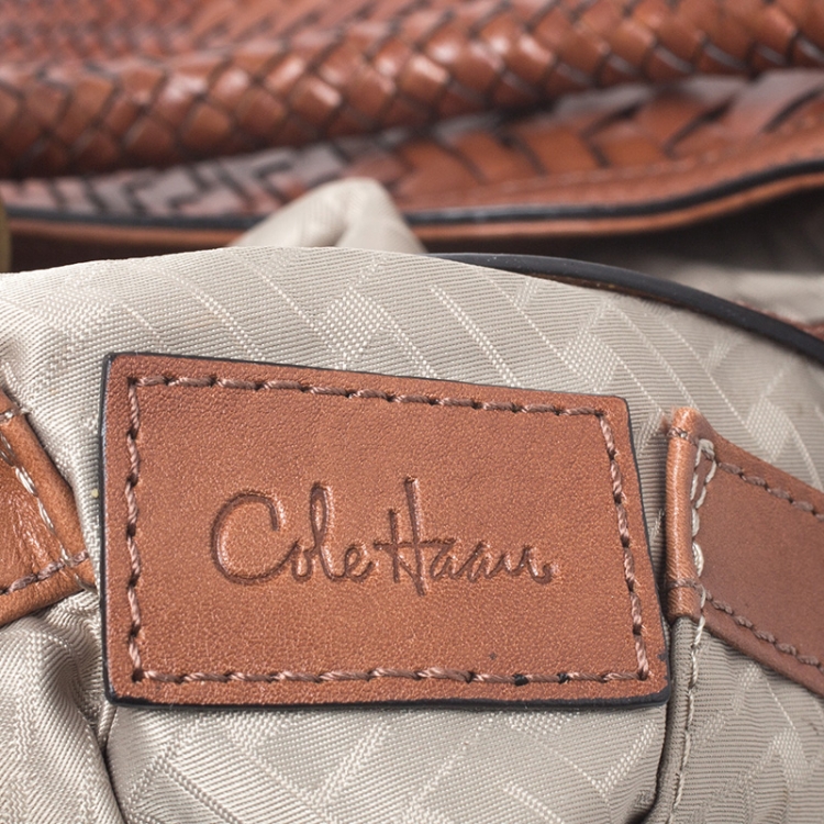Pre Owned Cole Haan Brown Woven Leather Satchel