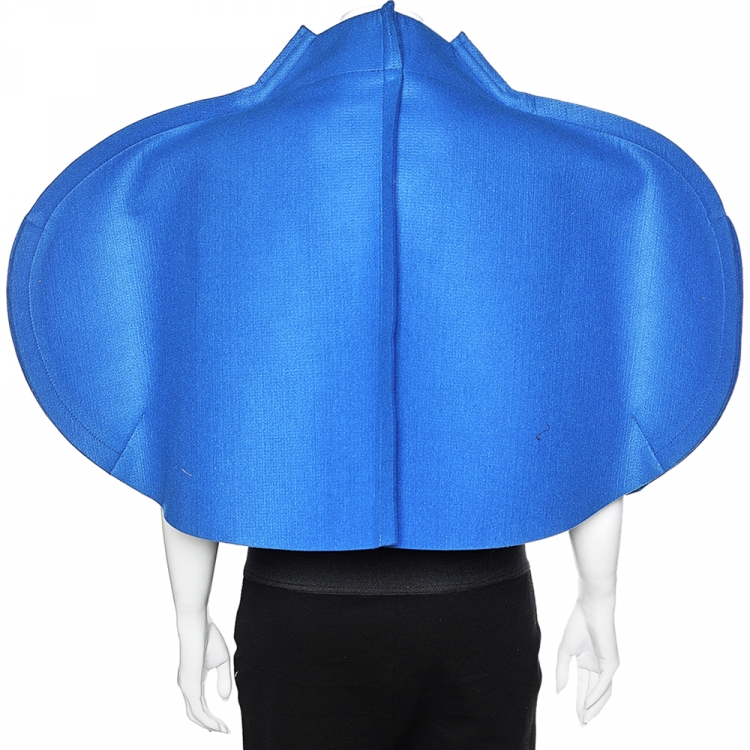 Pre Owned Comme des Garcons Royal Blue Synthetic Structured Cropped Jacket S