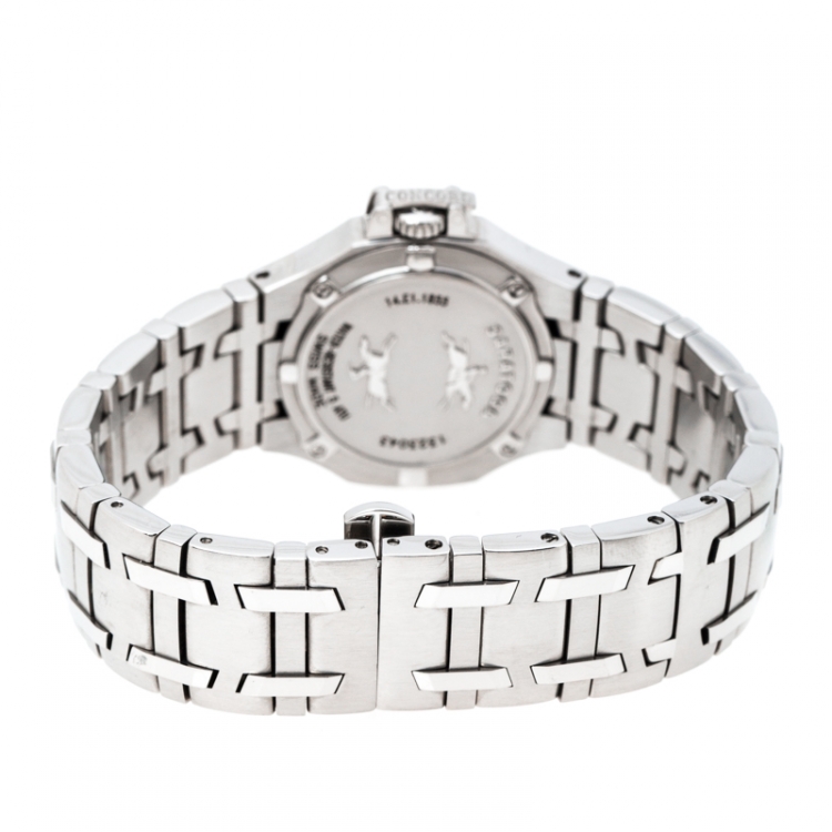 Pre Owned Concord Mother of Pearl Stainless Steel Diamonds Saratoga 14.E1.1855 Women's Wristwatch 28 mm