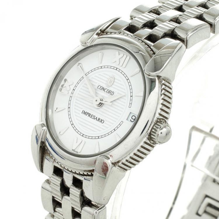 Pre Owned Concord Impresario Stainless Steel Womens Wristwatch 25 MM