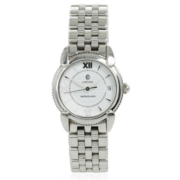 Pre Owned Concord Impresario Stainless Steel Womens Wristwatch 25 MM