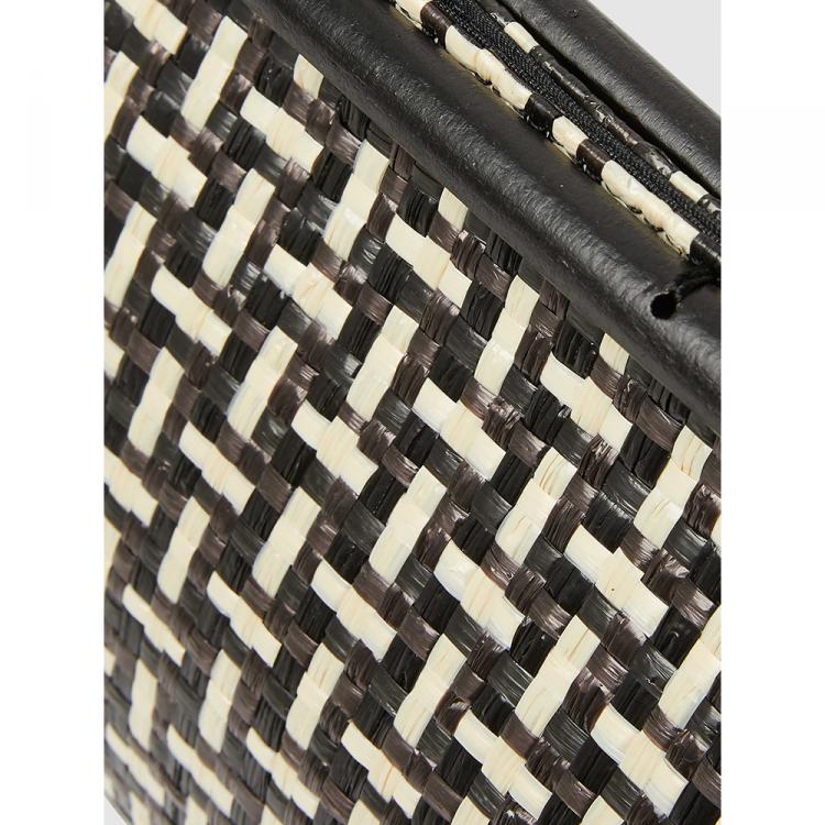 Pre Owned Cult Gaia Black Via Woven Straw and Bamboo Tote Bag