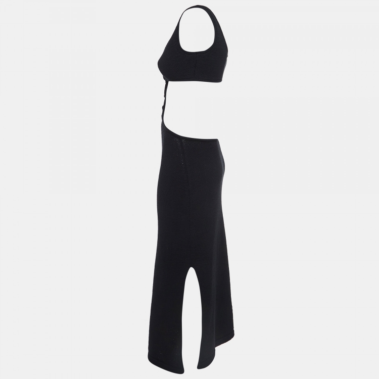 Pre Owned Cult Gaia Black Knit Cut-Out Waist Maxi Dress S