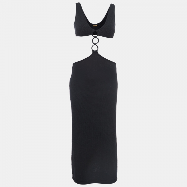 Pre Owned Cult Gaia Black Knit Cut-Out Waist Maxi Dress S