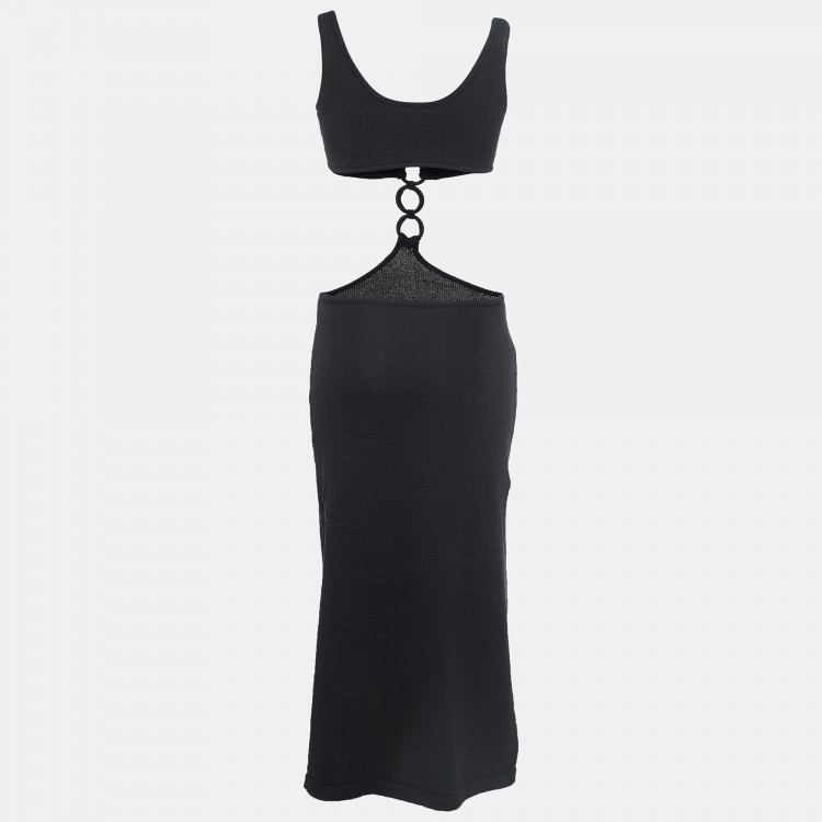 Pre Owned Cult Gaia Black Knit Cut-Out Waist Maxi Dress S
