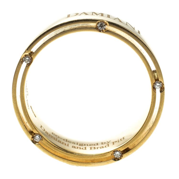 Pre Owned Damiani co-designed by Brad Pitt Diamond 18k Yellow Gold Band Ring Size 61