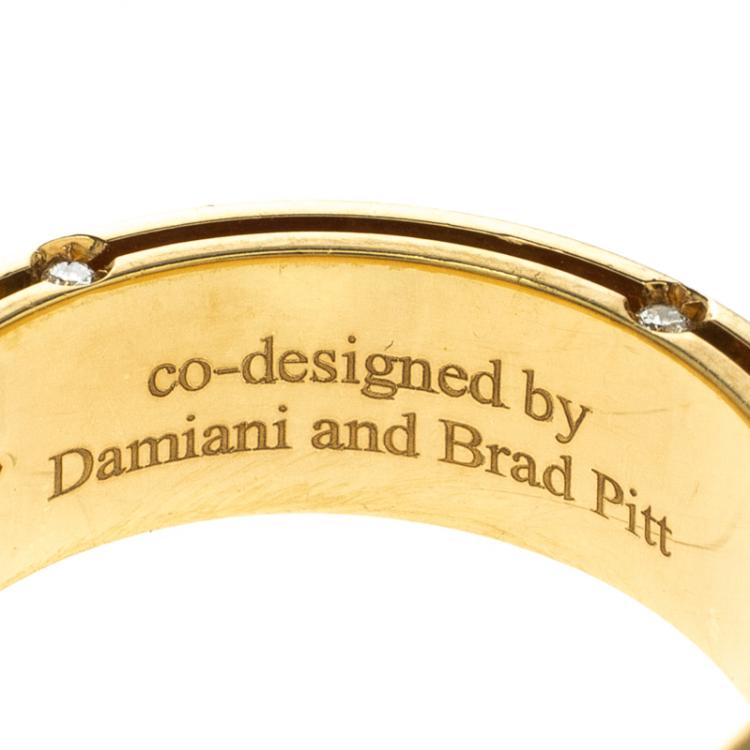 Pre Owned Damiani co-designed by Brad Pitt Diamond 18k Yellow Gold Band Ring Size 61