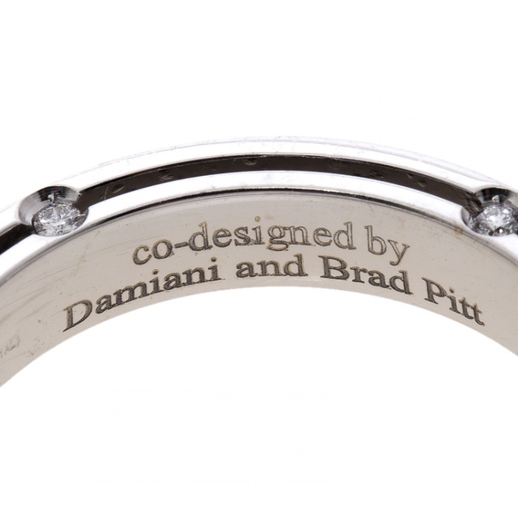 مملوكة مسبقًا Damiani & Brad Pitt Diamond 18k White Gold Wedding Band Ring Size 58