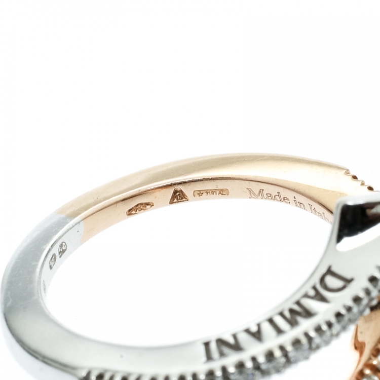 Pre Owned Damiani Eden Diamond Two Tone 18k Gold Open Ring Size 55
