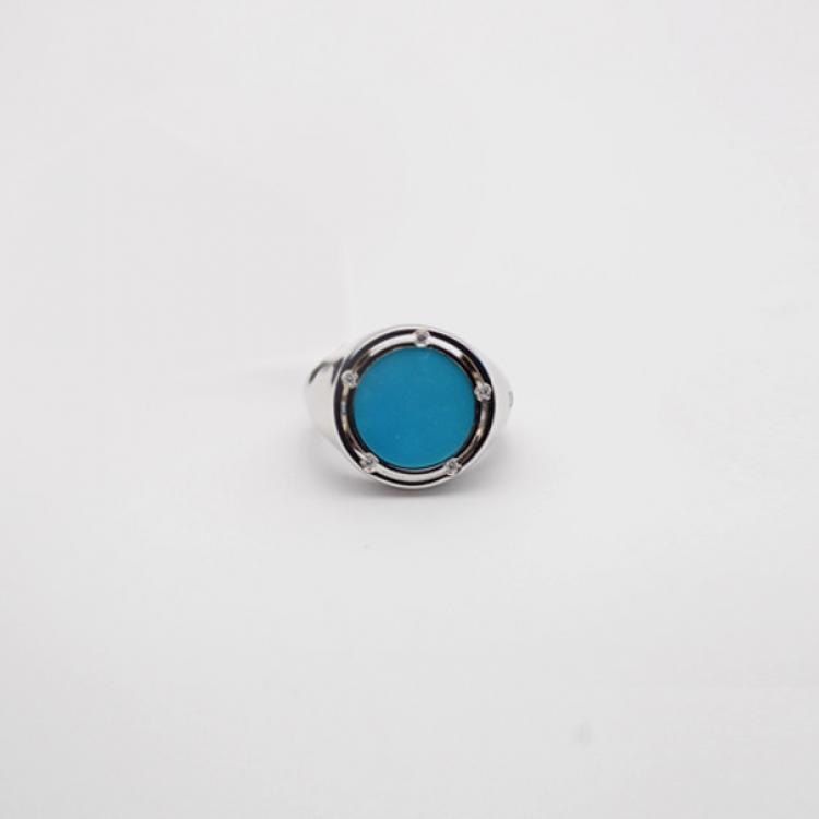 Pre Owned Damiani Round Turquoise Ring Size 55
