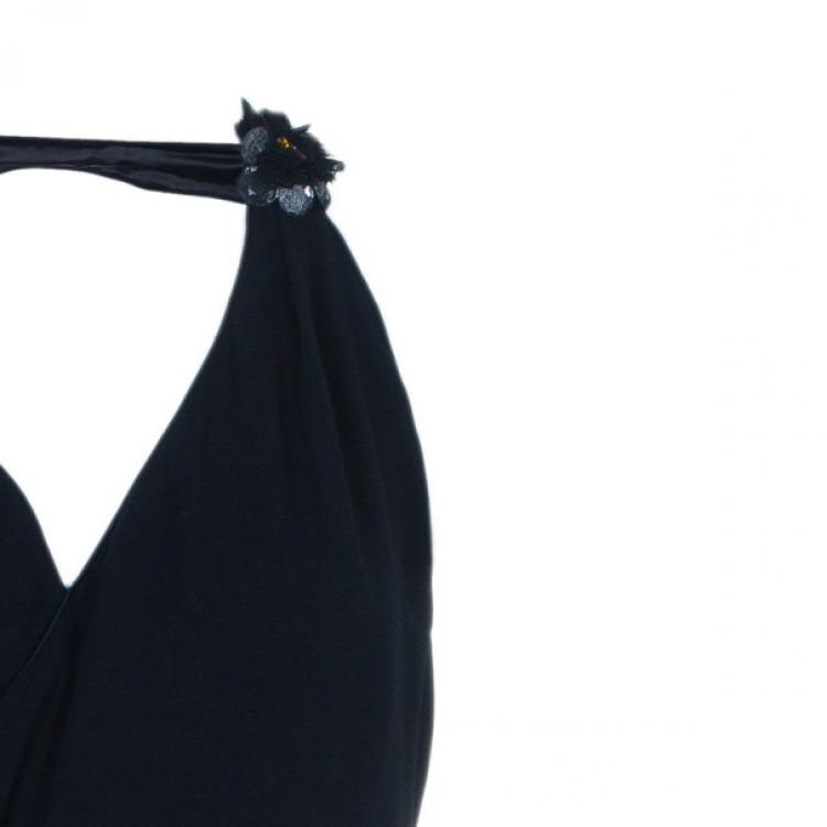 Pre Owned D and G Black Halter Embellished Dress M