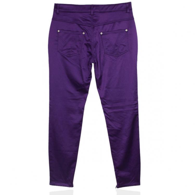 Pre Owned D&G Purple Satin Jeans L