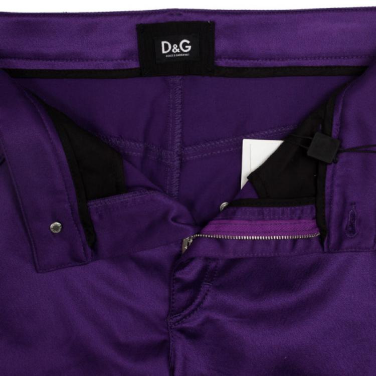 Pre Owned D&G Purple Satin Jeans L