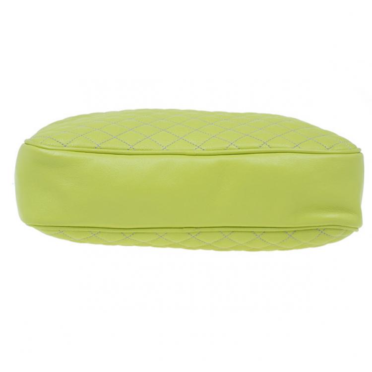 Pre Owned D&G Green Leather Quilted Lily Glam Zip Top Shoulder Bag