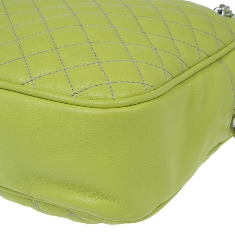 Pre Owned D&G Green Leather Quilted Lily Glam Zip Top Shoulder Bag