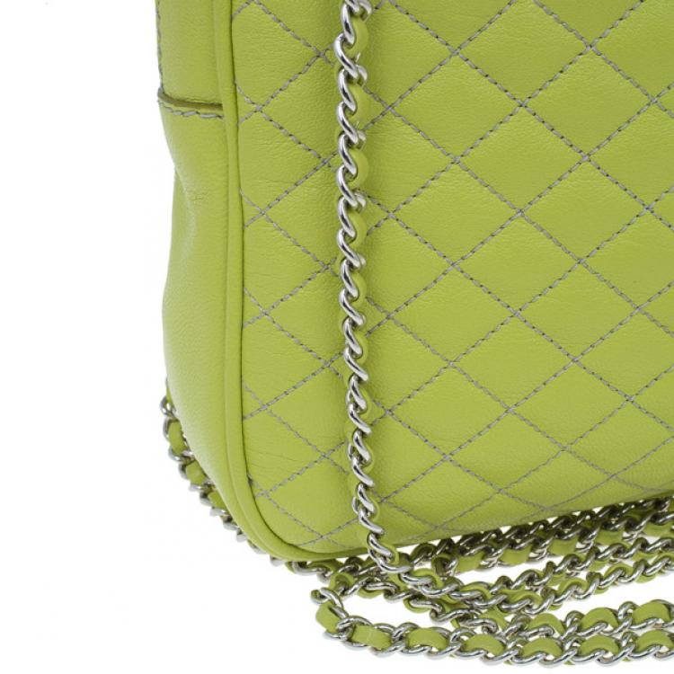 Pre Owned D&G Green Leather Quilted Lily Glam Zip Top Shoulder Bag
