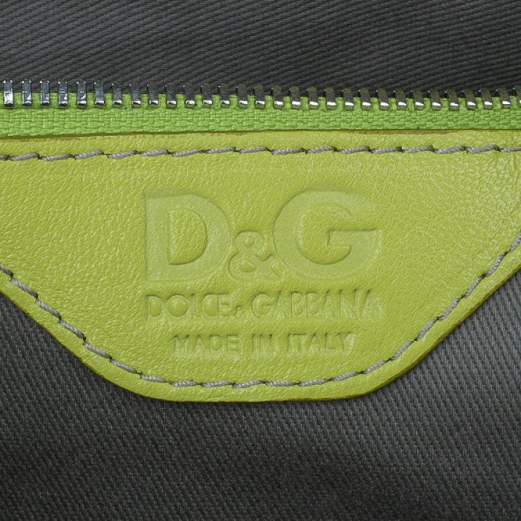 Pre Owned D&G Green Leather Quilted Lily Glam Zip Top Shoulder Bag