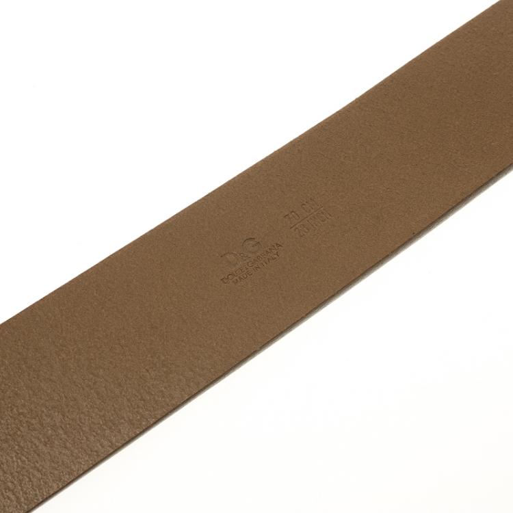 Pre Owned D&G Brown Leather Buckle Belt 70cm