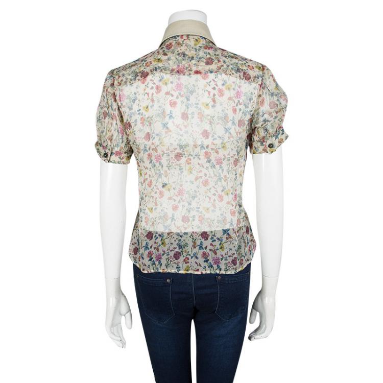 Pre Owned D&G Beige Floral Printed Short Sleeve Shirt S