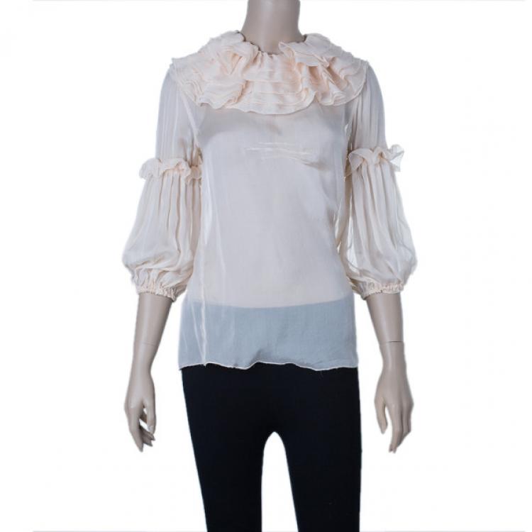Pre Owned D and G Light Pink Ruffled Blouse S