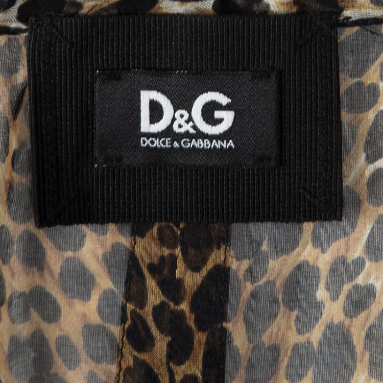 Pre Owned D&G Leopard Printed Sheer Silk Chiffon Long Sleeve Tunic M