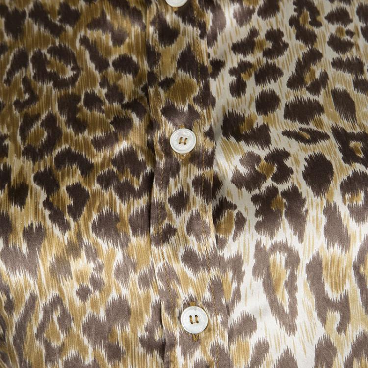 Pre Owned D&G Leopard Print Silk Satin Long Sleeve Button Front Shirt S