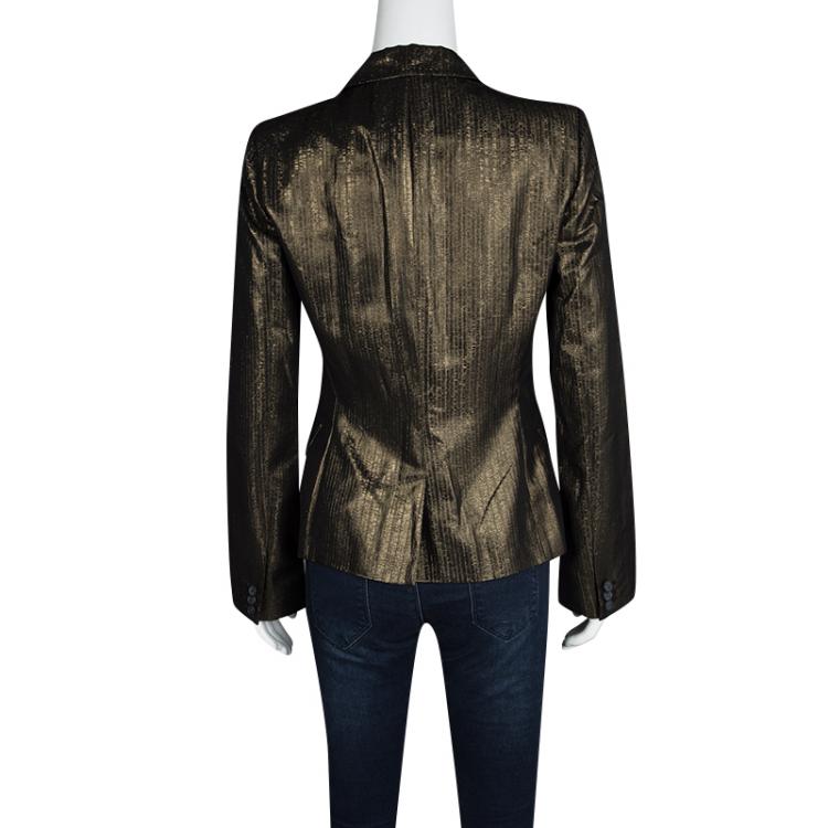 Pre Owned D&G Metallic Gold Contrast Lapel Blazer M