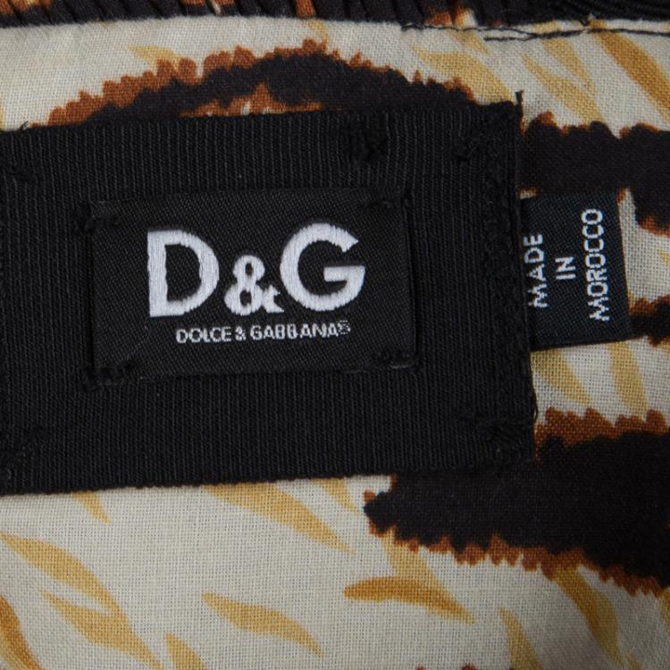مملوكة مسبقًا D&G Animal Print Smocked Sleeveless Dress M