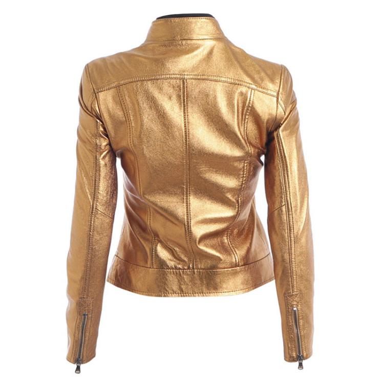 Pre Owned D&G Metallic Gold Lambskin Leather Jacket XS