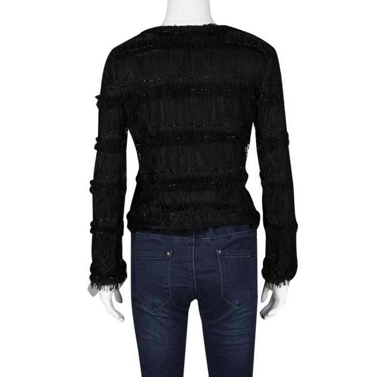 Pre Owned D&G Black Cutout Lace Embellished Tie Detail Jacket S