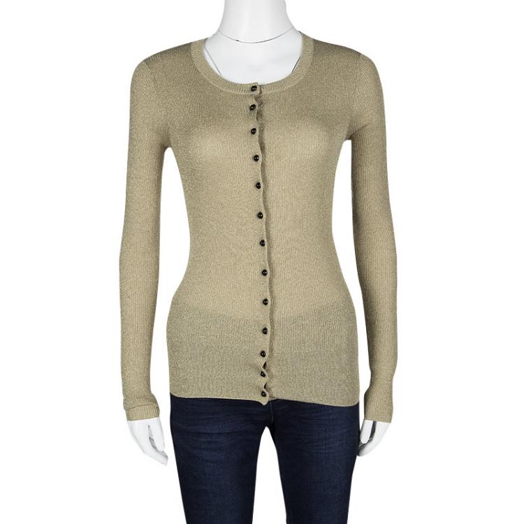 Pre Owned D&G Metallic Gold Ribbed Cardigan S