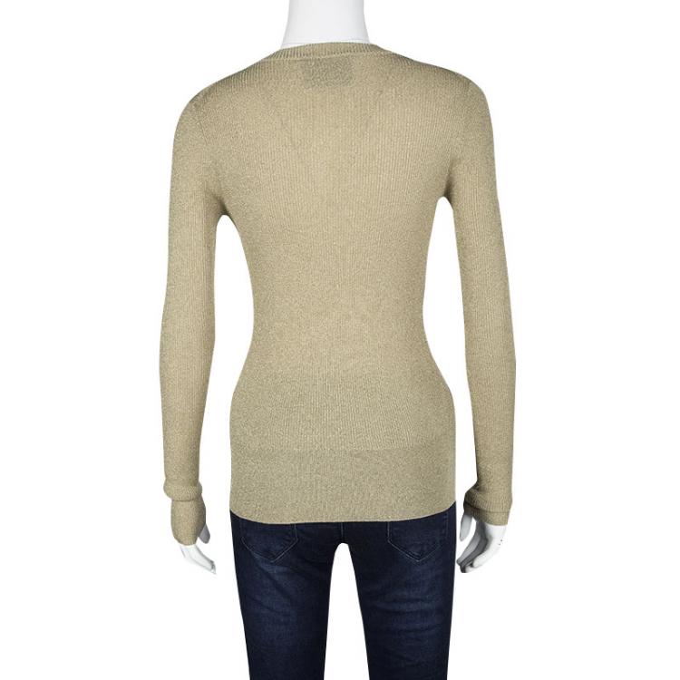 Pre Owned D&G Metallic Gold Ribbed Cardigan S