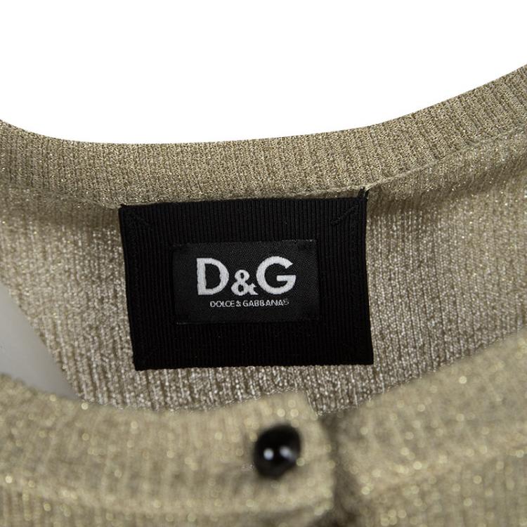 Pre Owned D&G Metallic Gold Ribbed Cardigan S