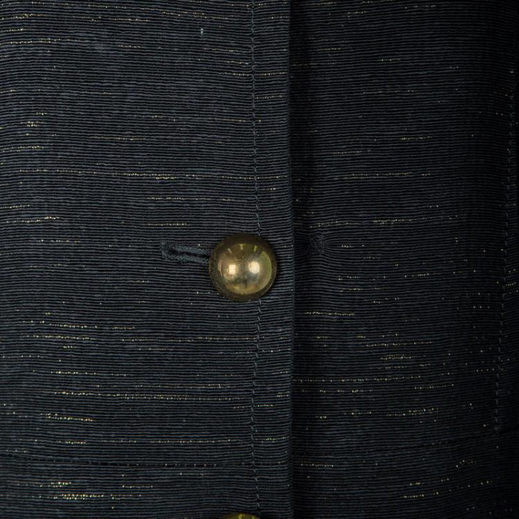 Pre Owned D&G Black Lurex Detail Long Coat M