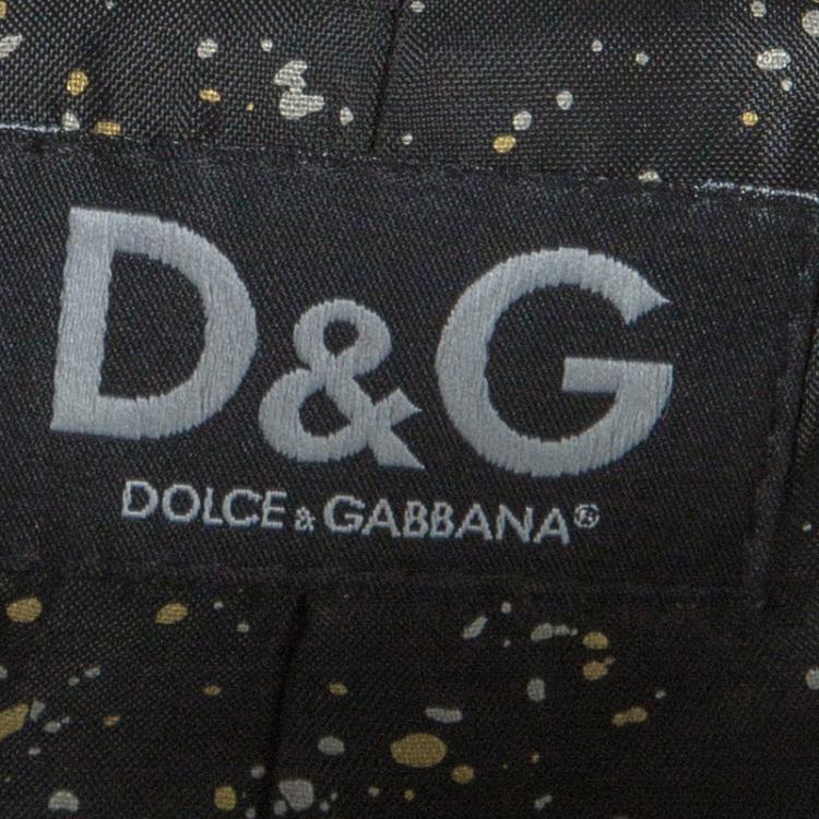 Pre Owned D&G Black Lurex Detail Long Coat M