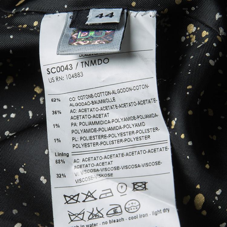 Pre Owned D&G Black Lurex Detail Long Coat M