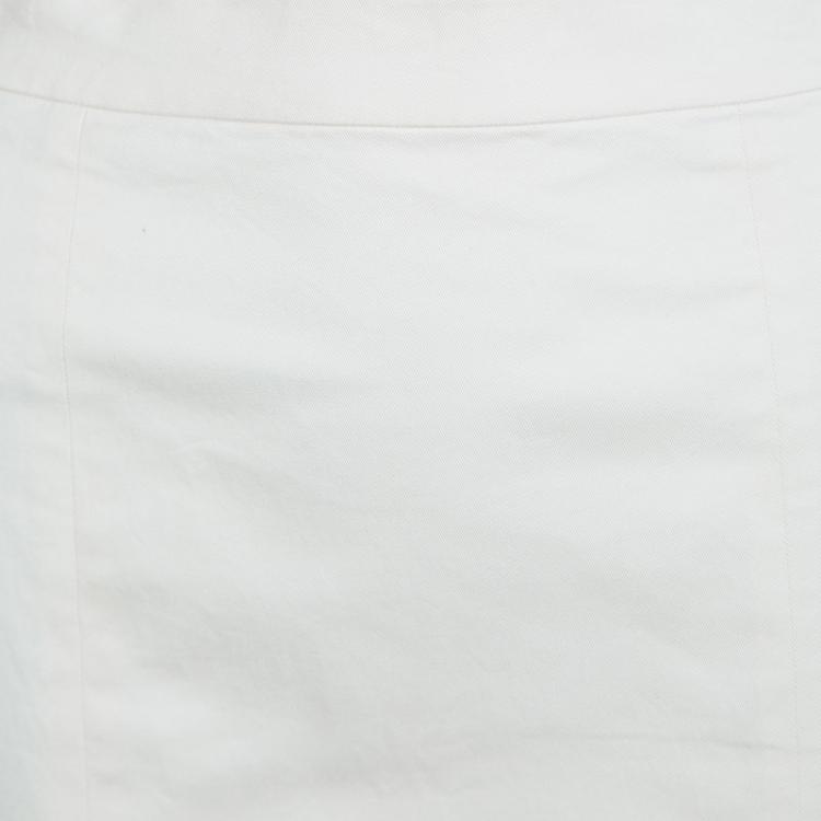 Pre Owned D&G Off White Stretch Cotton Pencil Skirt S