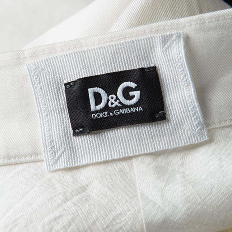 Pre Owned D&G Off White Stretch Cotton Pencil Skirt S