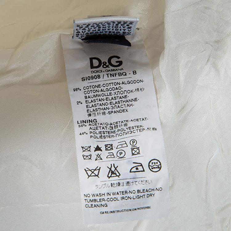 Pre Owned D&G Off White Stretch Cotton Pencil Skirt S