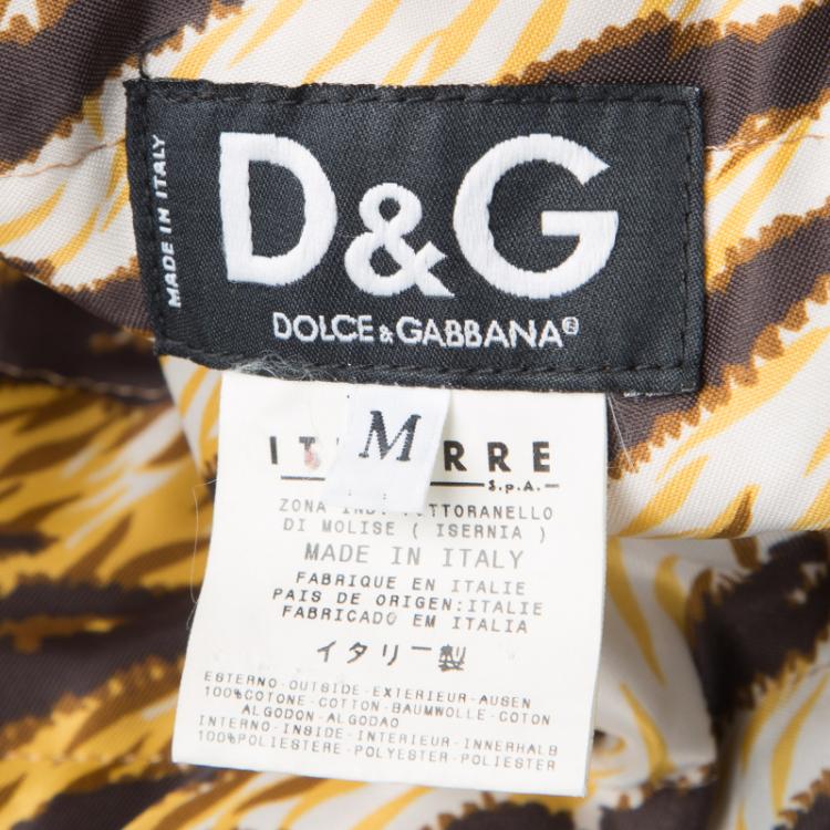 Pre Owned D&G Indigo Animal Print Detail Dark Wash Denim Jacket M